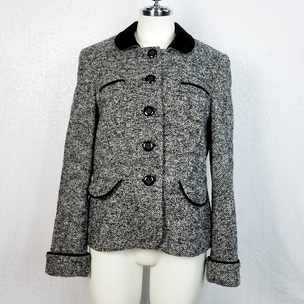 Loft Tweed Wool Button Front Blazer Coat sz 12P